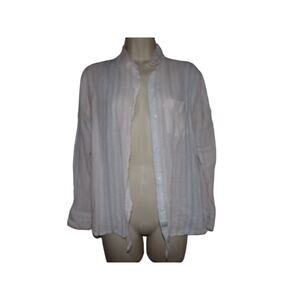 Rails Charli‎ Barcelona Stripe linen blend shirt size XS white/ink/blue/silver